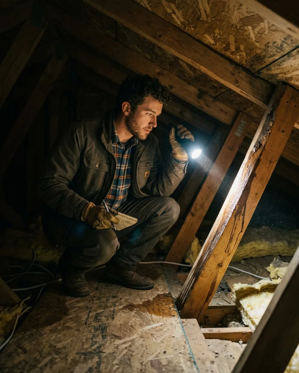 Tracing a roof leak in the attic